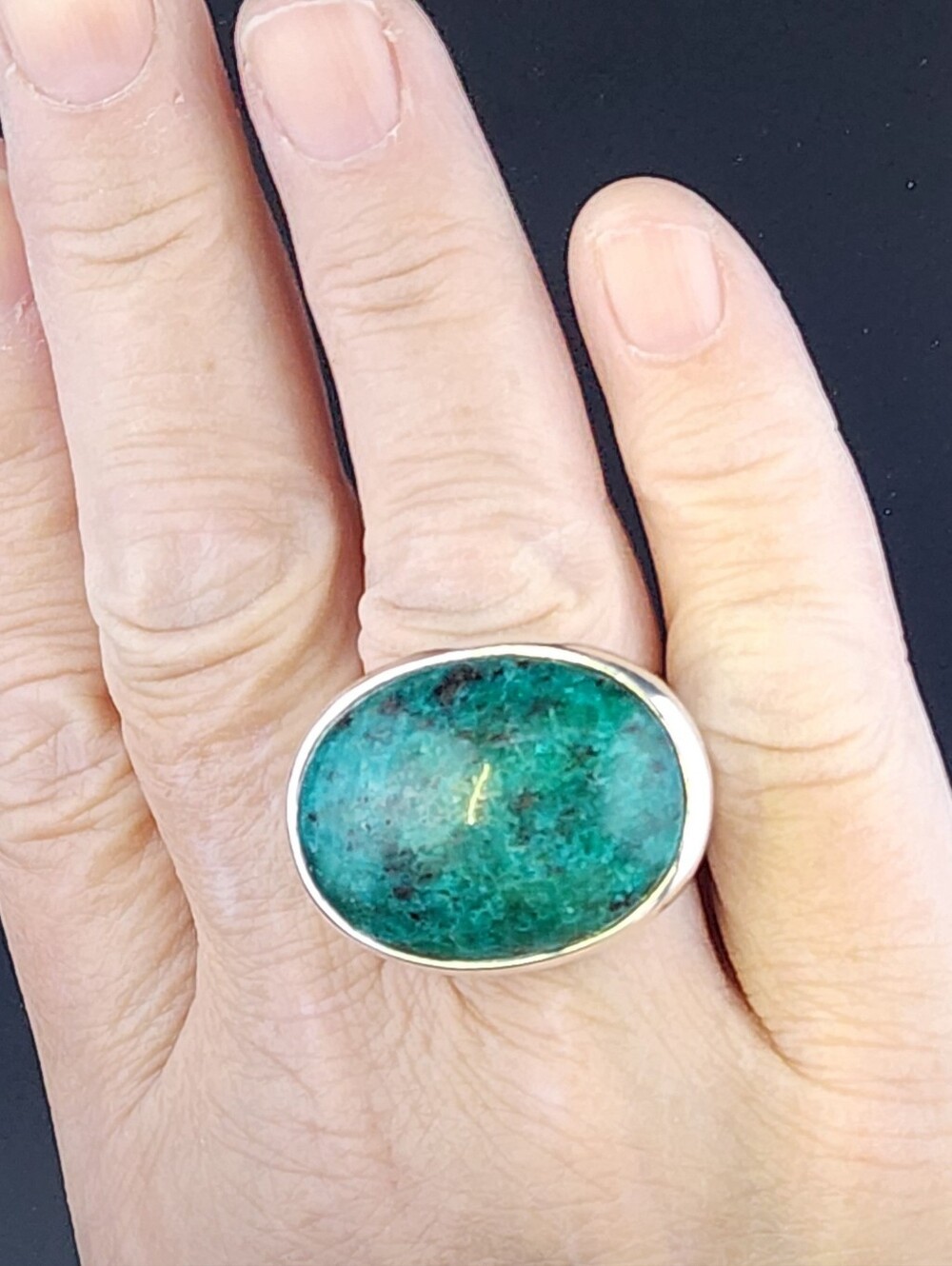 Silpada Chrysocolla Statement Sterling Silver Ring - Size 8 - Picture 2 of 5